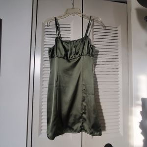 olive satin mini dress (never worn)